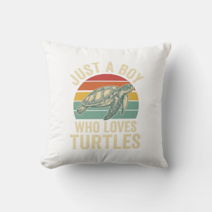 Coussin Juste un garçon qui aime les tortues Vintage Turtl