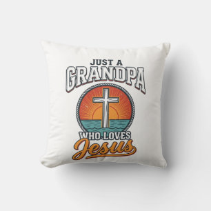 Coussin Juste un grand-père qui aime Jésus Vintage Cross S