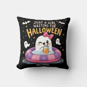 Coussin Juste Une Fille En Attente D'Halloween Été Éffraya