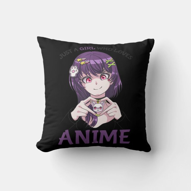 Coussin Juste Une Fille Qui Aime Anime Adolescentes Filles (Recto)