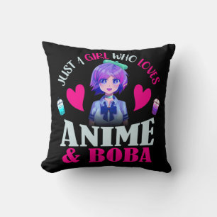 Coussin Juste une fille qui aime Anime et Boba