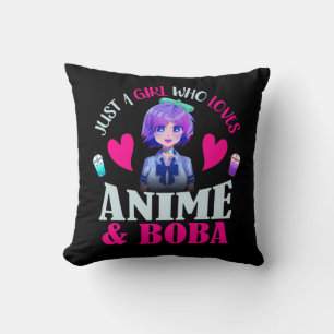 Coussin Juste une fille qui aime Anime et Boba