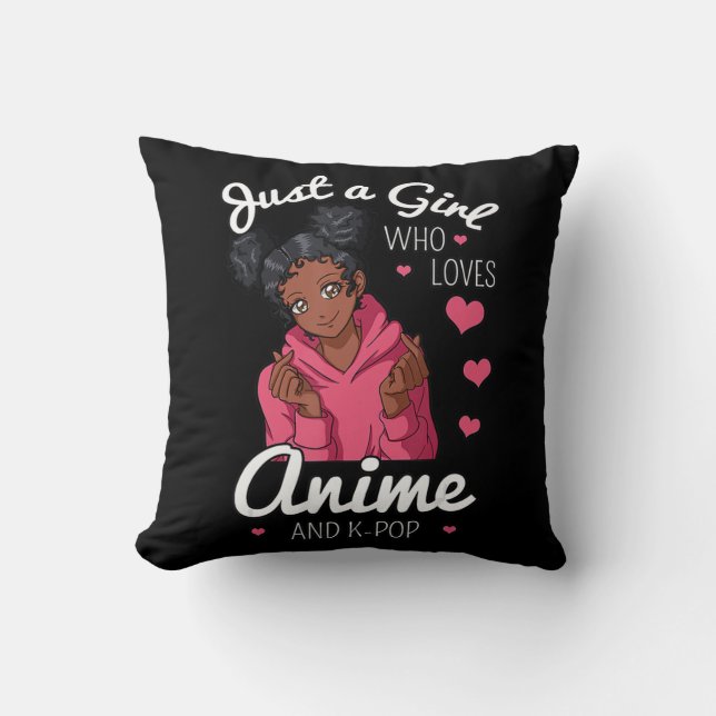 Coussin Juste Une Fille Qui Aime Anime Et KPop Afro-Améric (Recto)