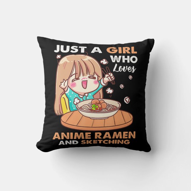 Coussin Juste Une Fille Qui Aime Anime Ramen Et Sketching  (Recto)