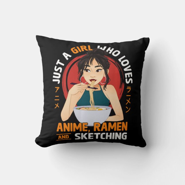 Coussin Juste Une Fille Qui Aime Anime Ramen Et Sketching  (Recto)