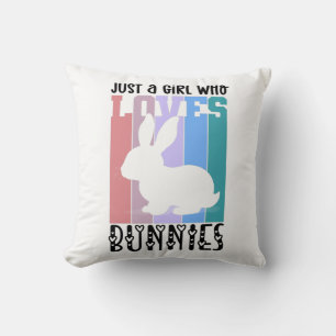 Coussin Juste une fille qui aime Bunnies Lapin de Pâques M