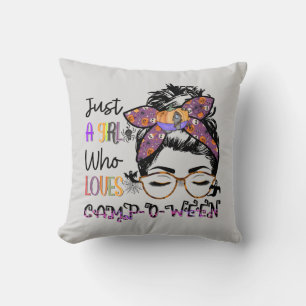 Coussin Juste une fille qui aime Camp-o-ween Halloween C