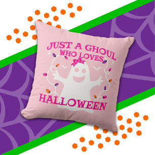 Coussin Juste Une Fille Qui Aime Halloween Mignon Fantôme 