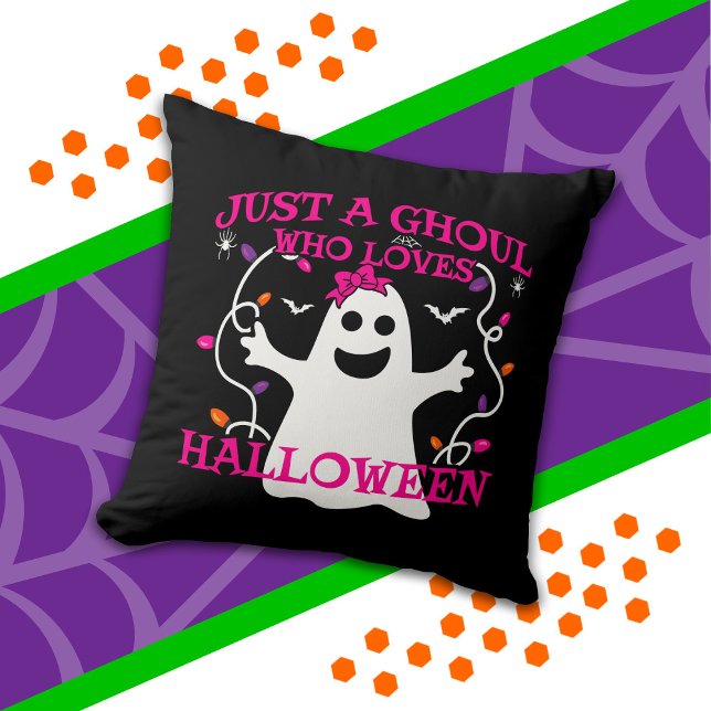 Coussin Juste Une Fille Qui Aime Halloween mignon Fantôme  (Créateur téléchargé)
