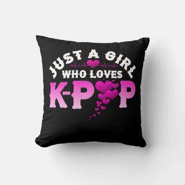 Coussin Juste une fille qui aime K-Pop Doigt Coeur KPop (Recto)