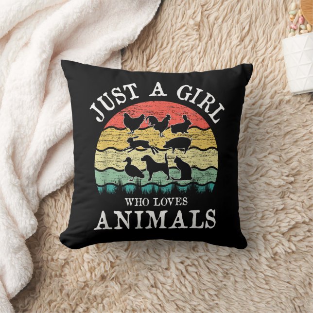 Coussin Juste une fille qui aime les animaux (Couverture)