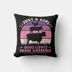 Coussin Juste Une Fille Qui Aime Les Animaux Agricoles Aim
