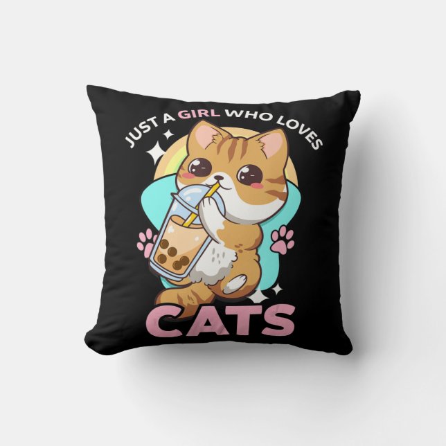 Coussin Juste Une Fille Qui Aime Les Chats Boba Bubble Mil (Recto)