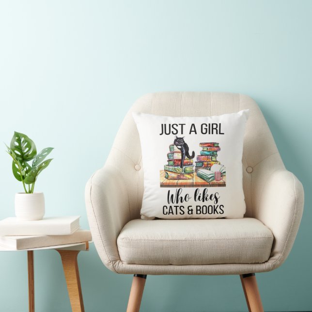 Coussin Juste Une Fille Qui Aime Les Chats Et Les Livres (Chaise)