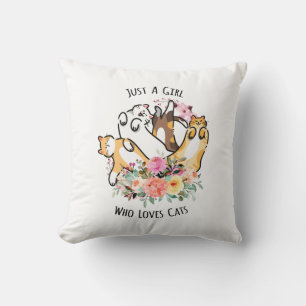 Coussin Juste une fille qui aime les chats Floral Kitty Do