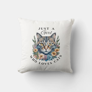 Coussin Juste une fille qui aime les chats personnalisés