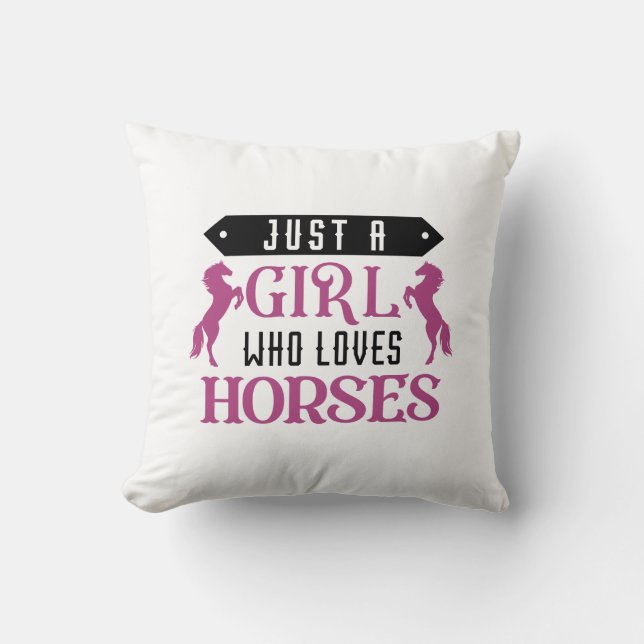 Coussin Juste une fille qui aime les chevaux (Recto)