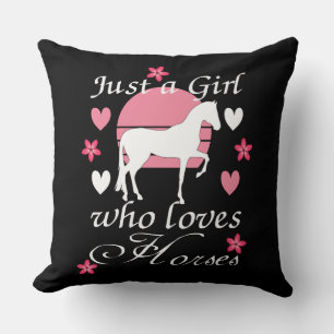 Coussin Juste une fille qui aime les chevaux en rose Rose