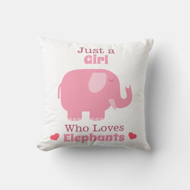 Coussin Juste une fille qui aime les éléphants (Recto)