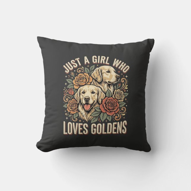 Coussin Juste une fille qui aime les Goldens (Recto)