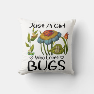 Coussin Juste une fille qui aime les insectes