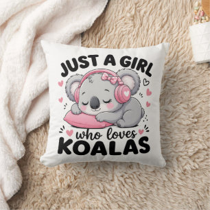 Coussin Juste une fille qui aime les koalas Casque rose so