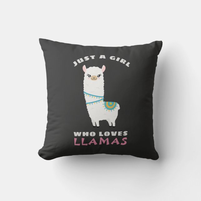 Coussin Juste une fille qui aime les lamas (Recto)