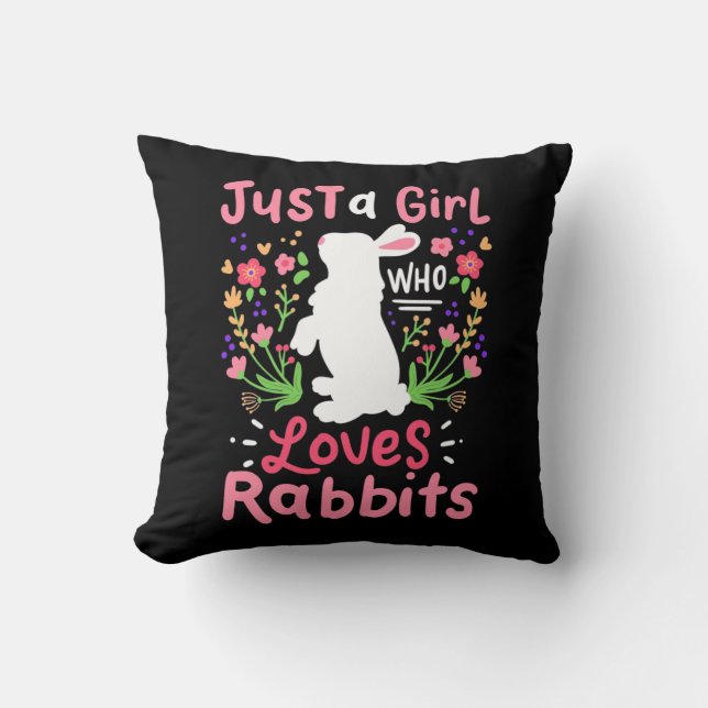 Coussin Juste une fille qui aime les lapins (Recto)