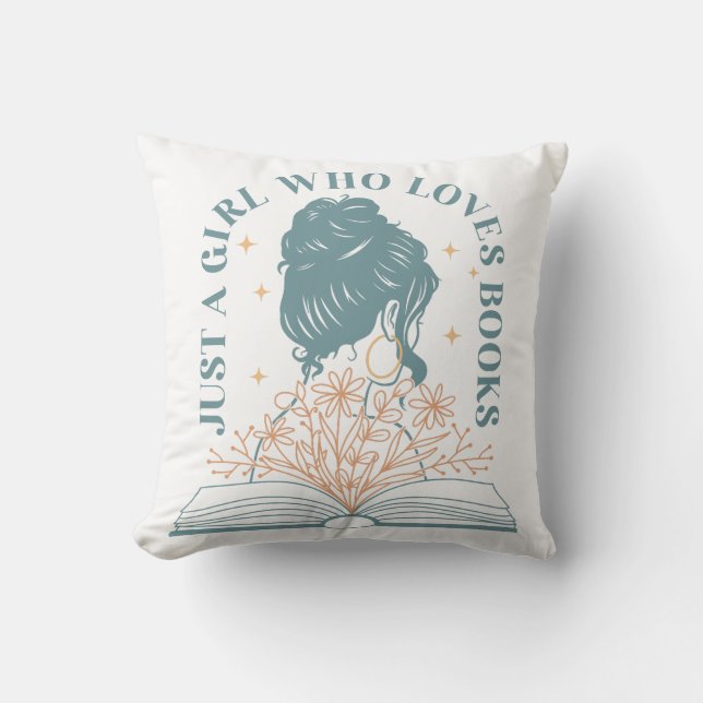 Coussin Juste une fille qui aime les livres (Recto)