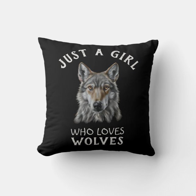 Coussin Juste une fille qui aime les loups (Recto)