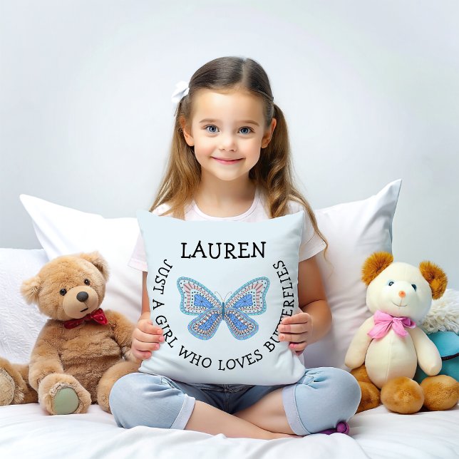 Coussin Juste une fille qui aime les papillons  (Créateur téléchargé)
