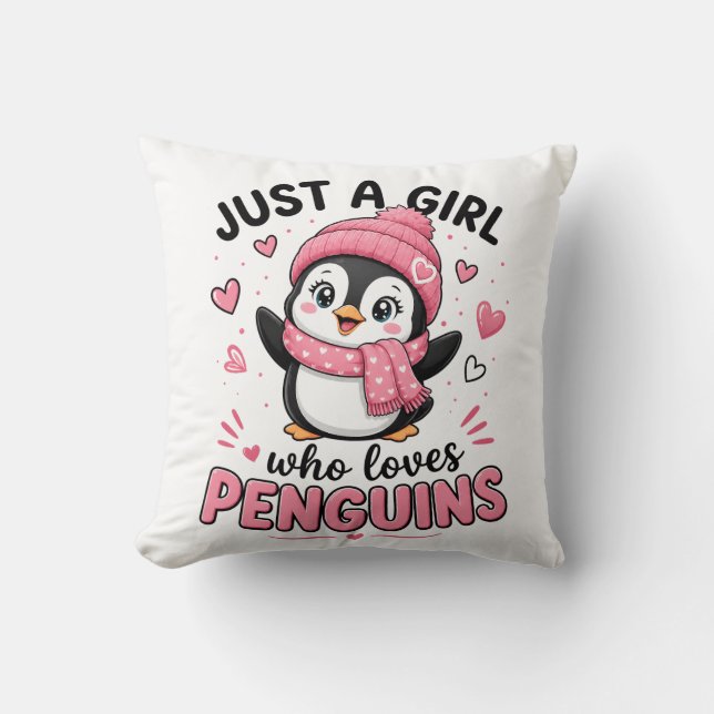 Coussin Juste Une Fille Qui Aime Les Pingouins Mignon Amou (Recto)