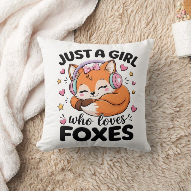 Coussin Juste Une Fille Qui Aime Les Renards Citation Rose (Couverture)