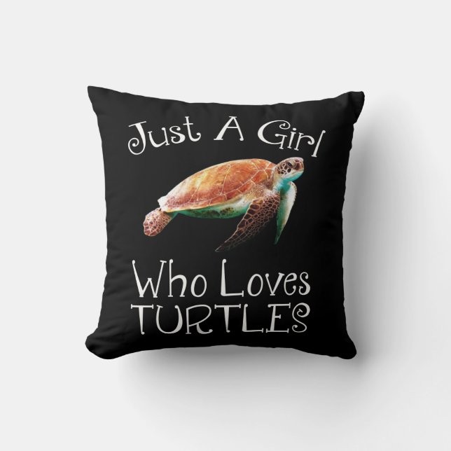 Coussin Juste une fille qui aime les tortues (Recto)