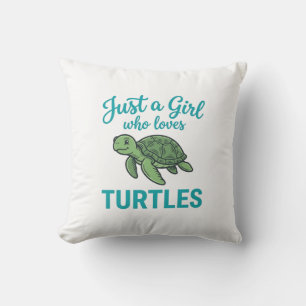 Coussin Juste une fille qui aime les tortues gravure vinta