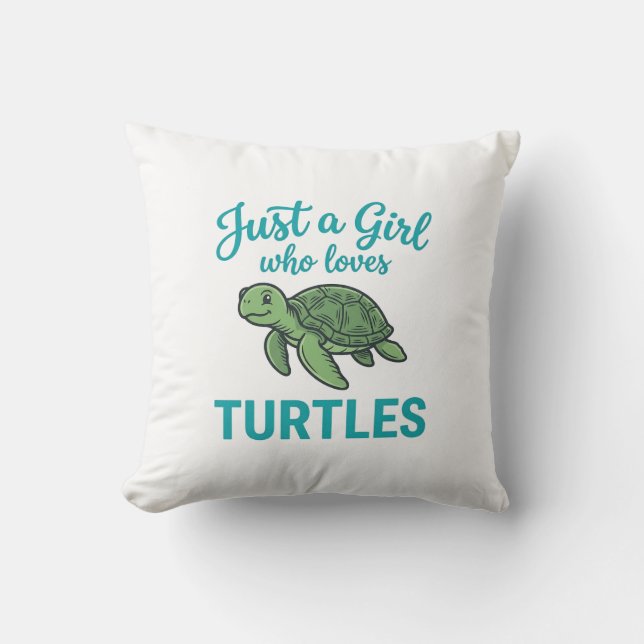 Coussin Juste une fille qui aime les tortues gravure vinta (Recto)
