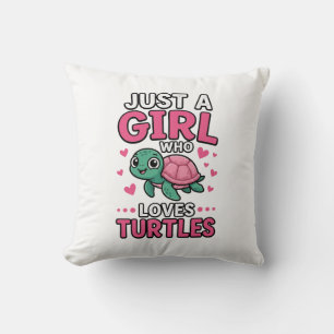 Coussin Juste une fille qui aime les tortues Vecteur de to