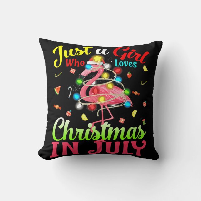 Coussin Juste Une Fille Qui Aime Noël En Flamant rose Juil (Recto)