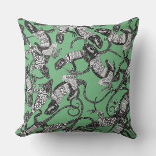 Coussin juste vert lézards