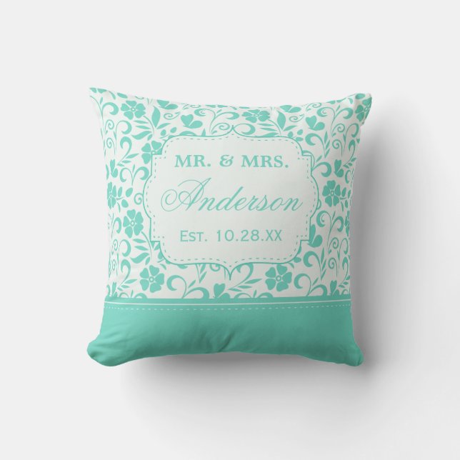 Coussin Juste vert marié floral de menthe de pastel de (Recto)