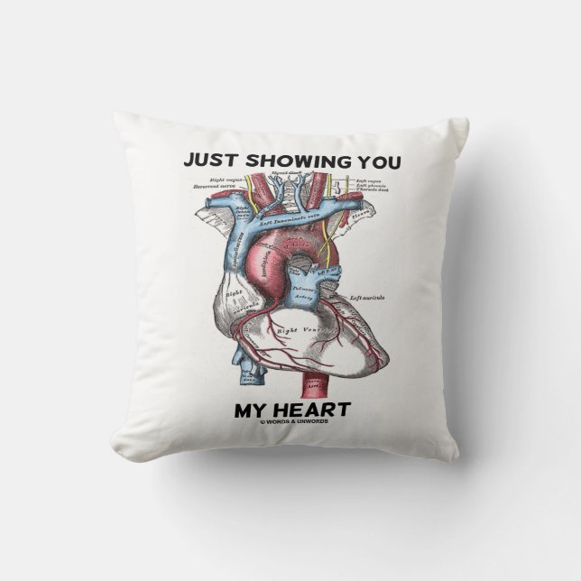 Coussin Juste vous montrant mon coeur (coeur anatomique) (Recto)