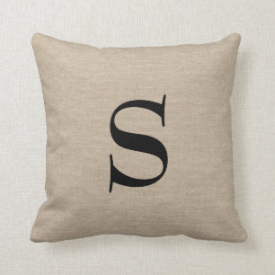 Coussin Jut initial chic rustique de toile de jute de