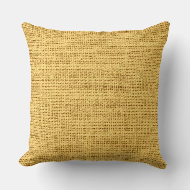 Coussin Jute rustique de Burlap Jaune (Recto)