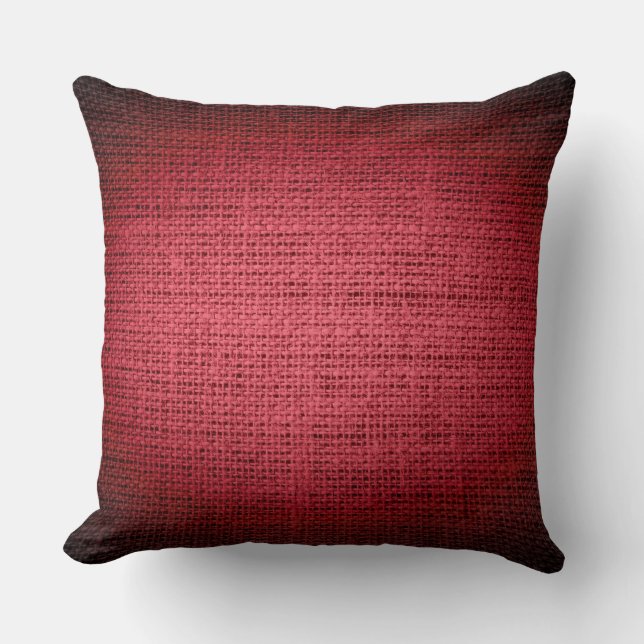 Coussin Jute rustique de toile de toile de jute rouge (Recto)