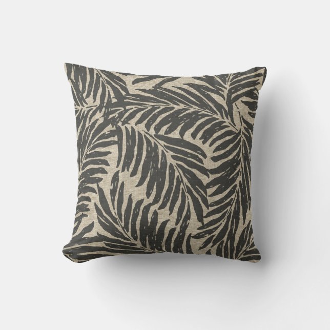 Coussin Kahanu Palms Hawaiian Linen Texture (Recto)