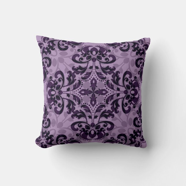 Coussin Kaléidiscope géométrique violet damas joli (Recto)