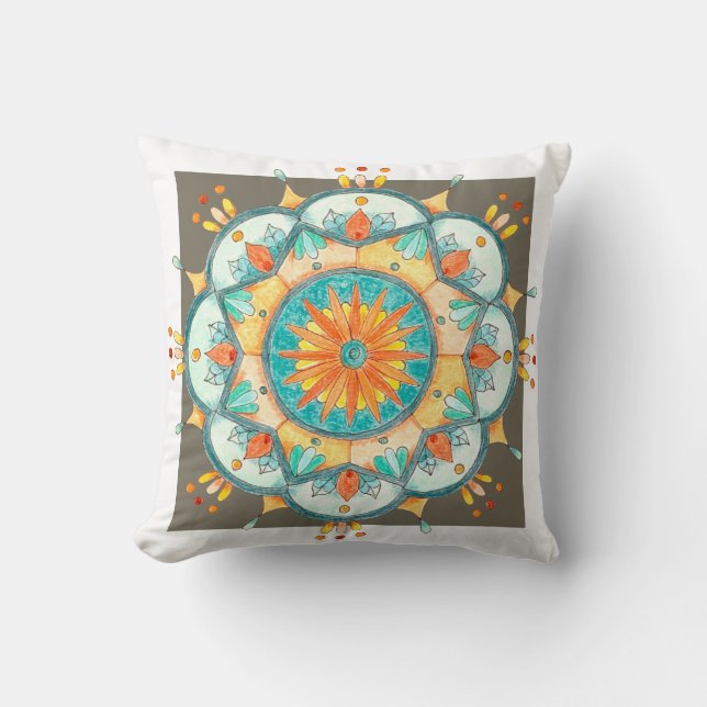 Coussin Kaleidoscope 1 Mandala Coloré (Recto)