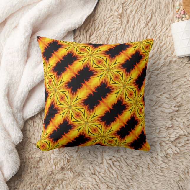 Coussin Kaleidoscope Abstrait Jaune Et Brown (Couverture)