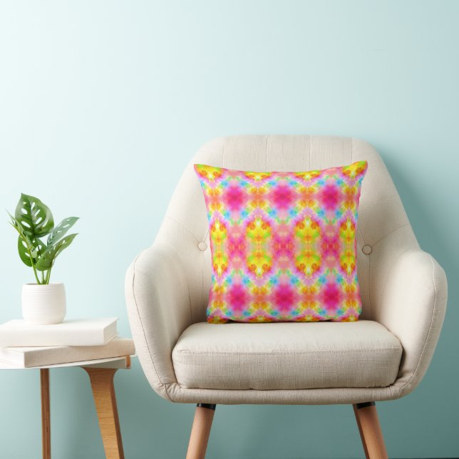 Coussin Kaleidoscope aquarelle arc-en-ciel vibrant (Chaise)