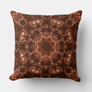 Coussin Kaléidoscope circulaire caillot de terre brune rou